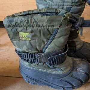 Sorel Kids' Camouflage Green Winter Boots